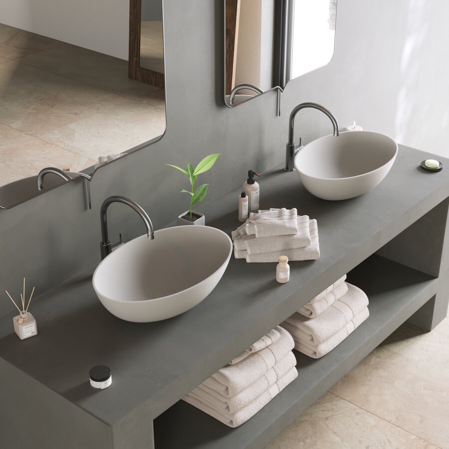 Opbouw Waskom Ideavit Solidthin 50x33x14.5 cm Solid Surface Mat Wit