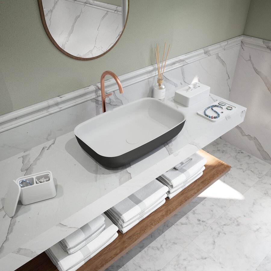 Opbouw Waskom Ideavit Solidpool 55x35x13 cm Solid Surface Mat Zwart