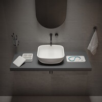 Opbouw Waskom Ideavit Solidpool 35x35x13 cm Solid Surface Mat Wit