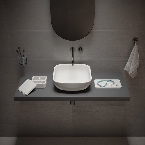Opbouw Waskom Ideavit Solidpool 35x35x13 cm Solid Surface Mat Wit 