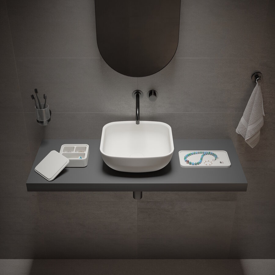 Opbouw Waskom Ideavit Solidpool 35x35x13 cm Solid Surface Mat Wit