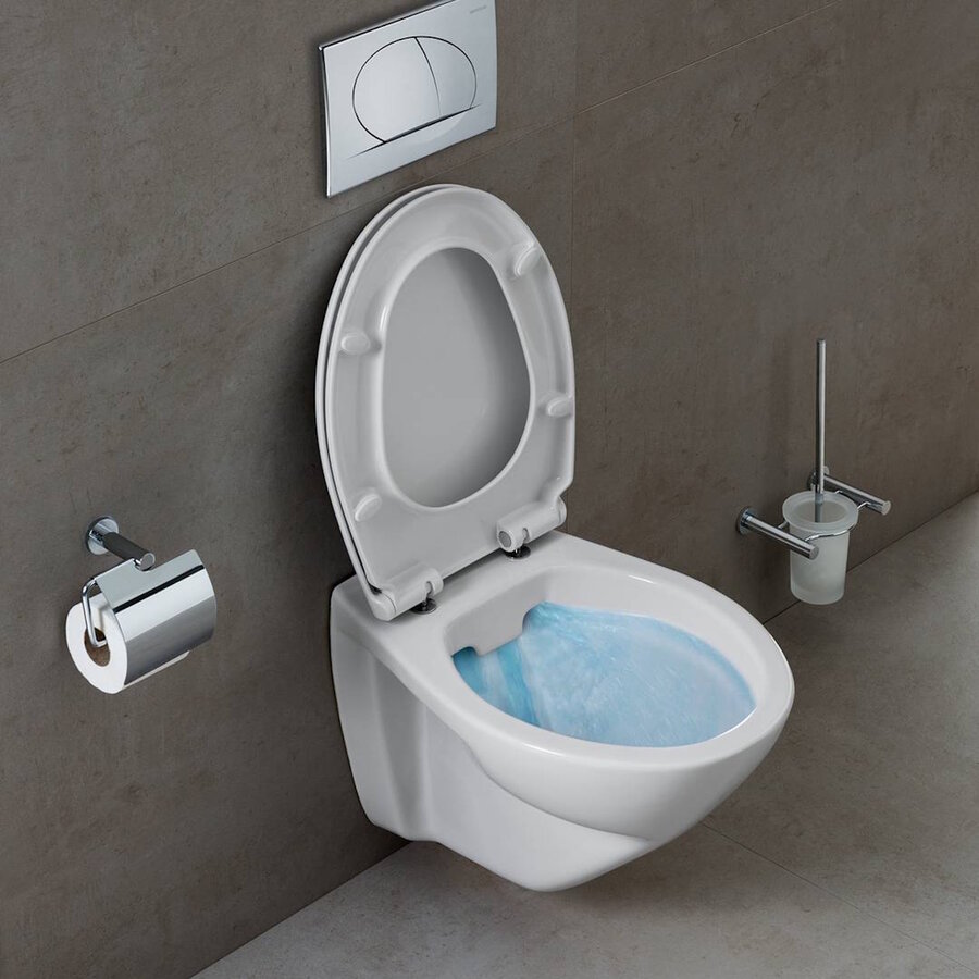 Wandtoilet Sanindusa Plus 6 cm Verhoogd Rimless Keramiek incl. Soft Close Zitting Wit