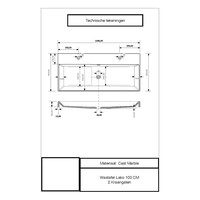 Wastafel Gliss Design Lako 100 cm 2 Kraangaten Mat Leigrijs