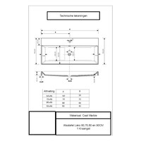 Wastafel Gliss Design Lako 90 cm 1 Kraangat Mat Cappuccino