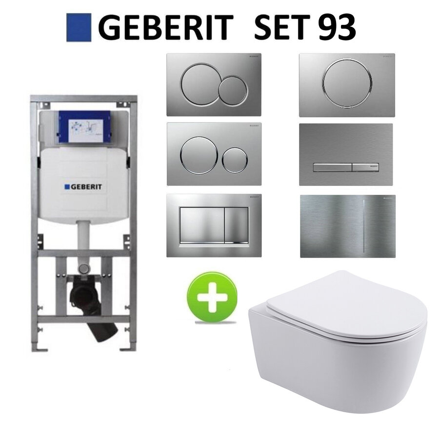 Geberit up320 Toiletset BWS Mudo | Randloos met Zitting | Mat Wit | Sigma Drukplaat