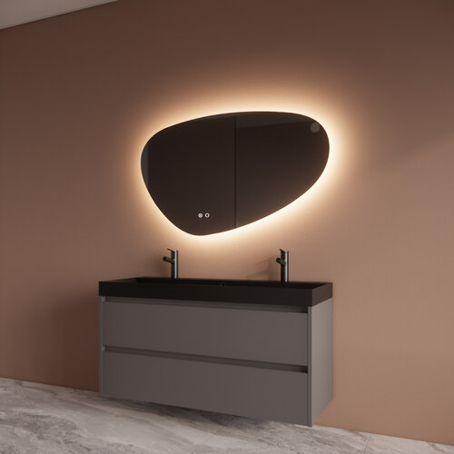 Badmeubelset BWS Riga Met Lako Wastafel Zwart 120 cm Leigrijs 