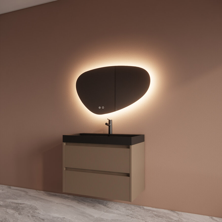 Badmeubelset BWS Riga Met Lako Wastafel Zwart 80 cm Latte