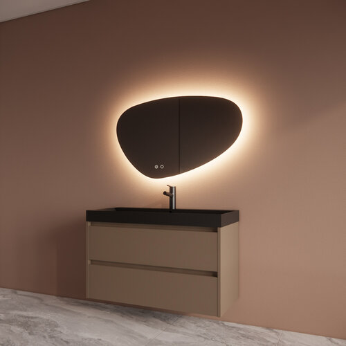 Badmeubelset BWS Riga Met Lako Wastafel Zwart 100 cm Latte 