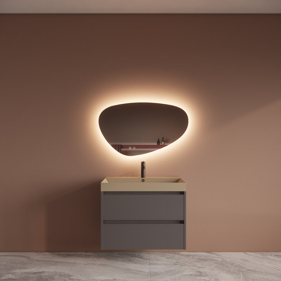 Badmeubelset BWS Riga Met Lako Wastafel Cappuccino 80 cm Leigrijs