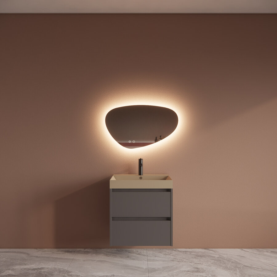 Badmeubelset BWS Riga Met Lako Wastafel Cappuccino 60 cm Leigrijs