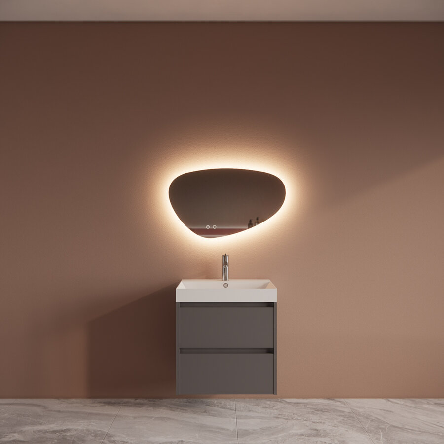 Badmeubelset BWS Riga Met Lako Wastafel Wit 60 cm Leigrijs