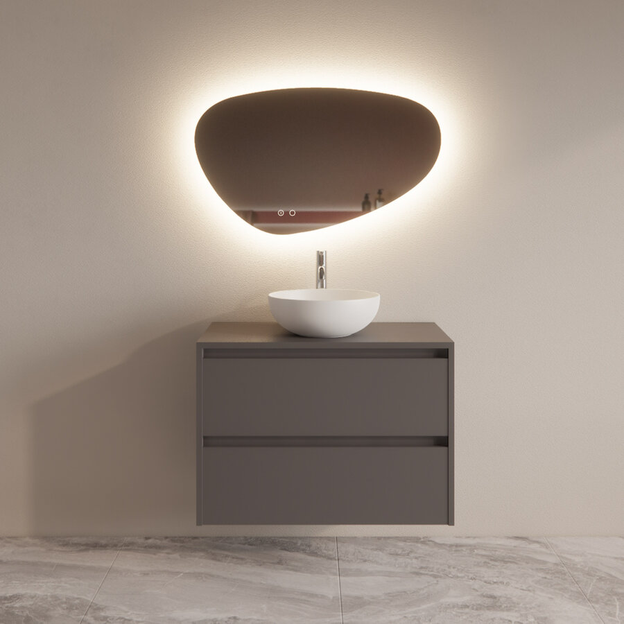 Badmeubelset BWS Riga Met Topplaat 80 cm Leigrijs