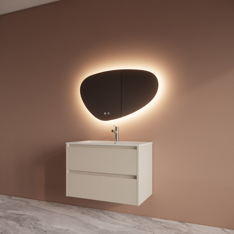 Badmeubelset BWS Riga Met Asia Wastafel Wit 80 cm Kasjmier