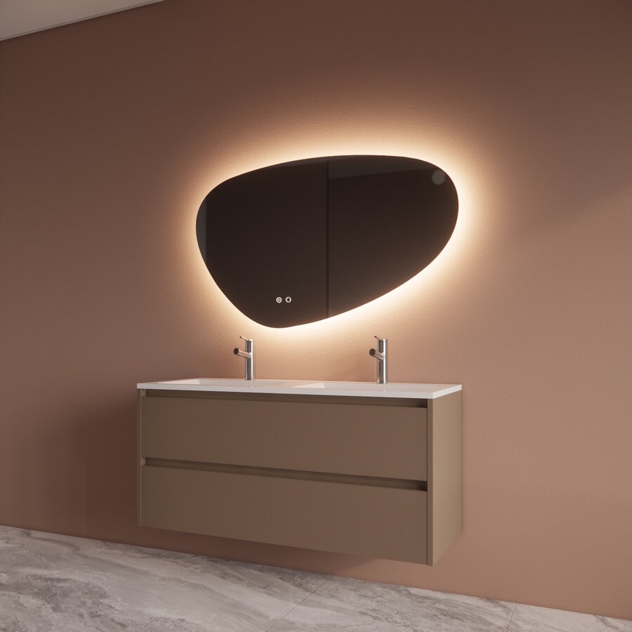 Badmeubelset BWS Riga Met Asia Wastafel Wit 120 cm Latte