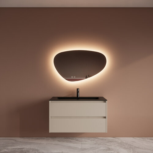 Badmeubelset BWS Riga Met Asia Wastafel Mat Zwart 100 cm Kasjmier 