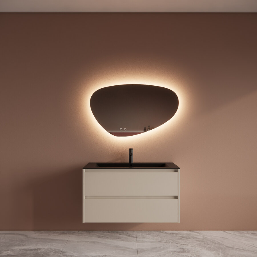 Badmeubelset BWS Riga Met Asia Wastafel Mat Zwart 100 cm Kasjmier