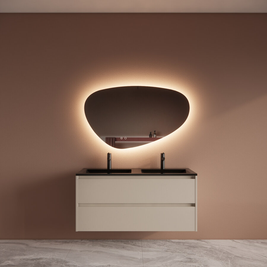 Badmeubelset BWS Riga Met Asia Wastafel Mat Zwart 120 cm Kasjmier