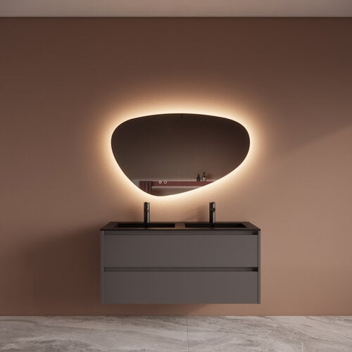 Badmeubelset BWS Riga Met Asia Wastafel Mat Zwart 120 cm Leigrijs 