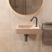 Salenzi Travertin Light Fontein 40x22cm Rechts Wandmodel