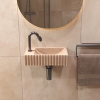 Salenzi Travertin Light Fontein 40x22cm Links Geribbeld Wandmodel