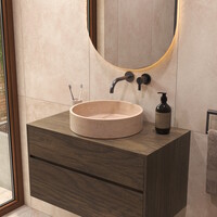 Salenzi Travertin Light Waskom 40x40x10cm Opbouwmodel