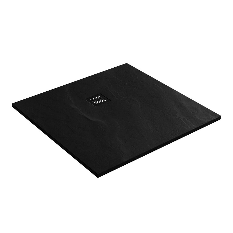 Douchebak Sanitop Just Creating Relievo Crag 100x100 cm Mat Zwart