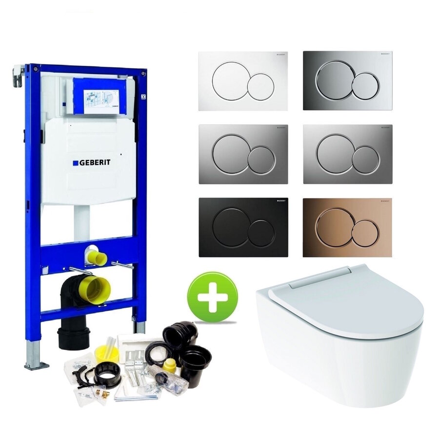 Geberit UP320 Toiletset set69 Geberit ONE Rimless Diepspoel Turboflush Wit met Sigma 01 drukplaat