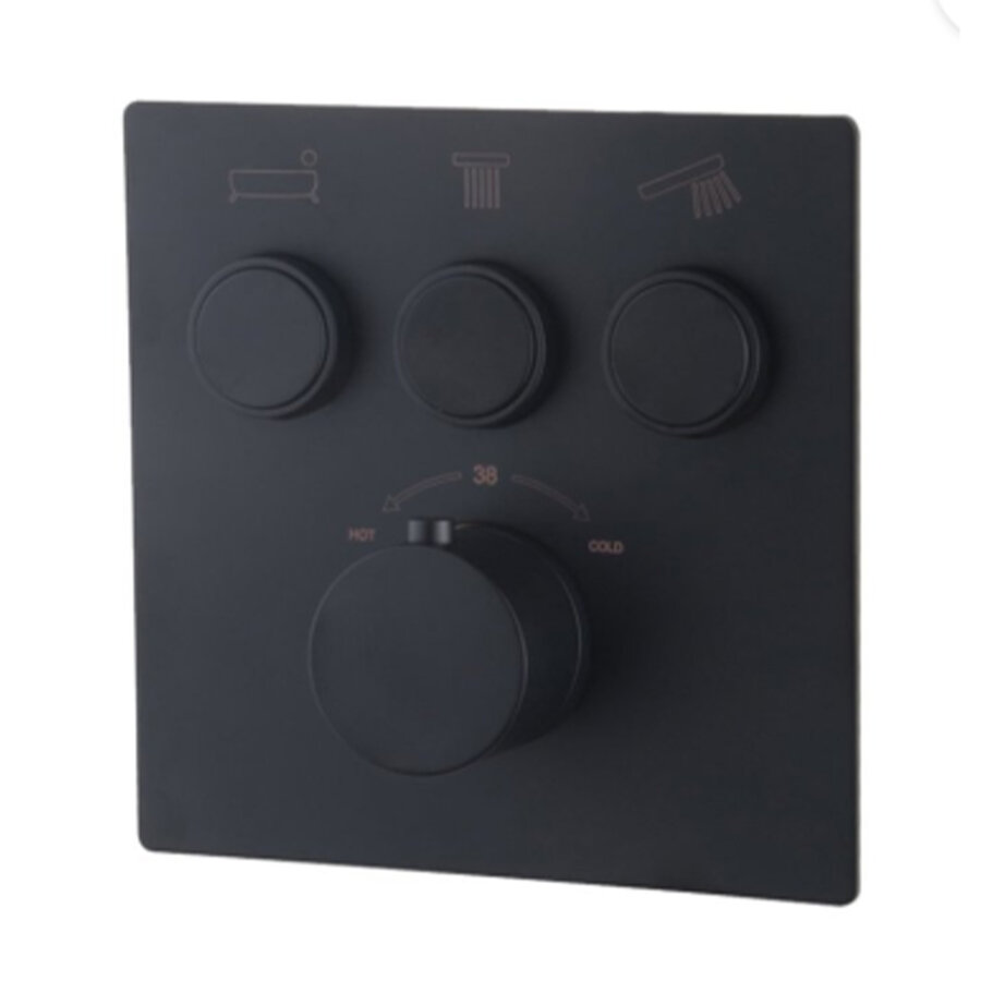 Afbouwdeel 3-wegs Wiesbaden Caral Klik Thermostatisch Mat Zwart