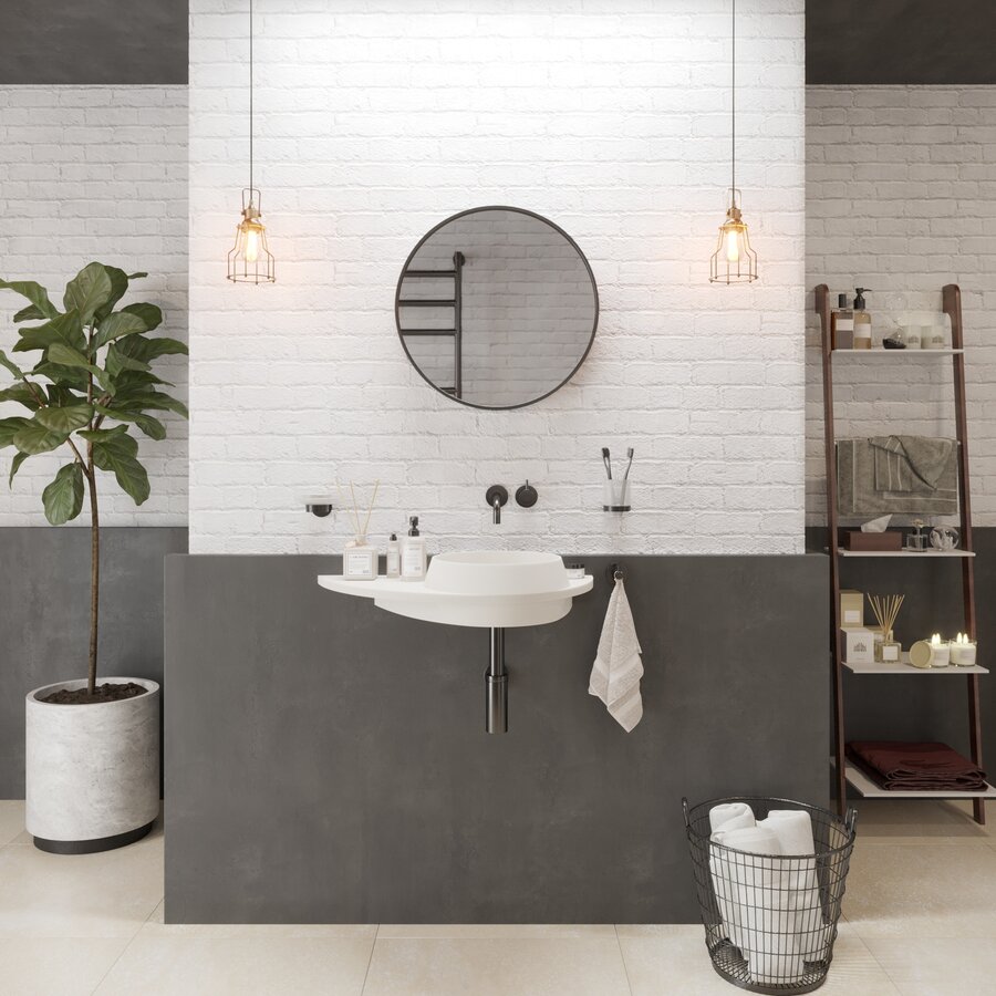 Fontein Ideavit Soliddual 3.0 70x35x14 cm Solid Surface Met Opbergruimte Links Mat Wit