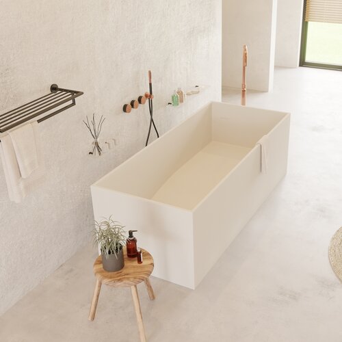 Ligbad Vrijstaand Ideavit Solidstar 170x72x55 cm Solid Surface Mat Wit 