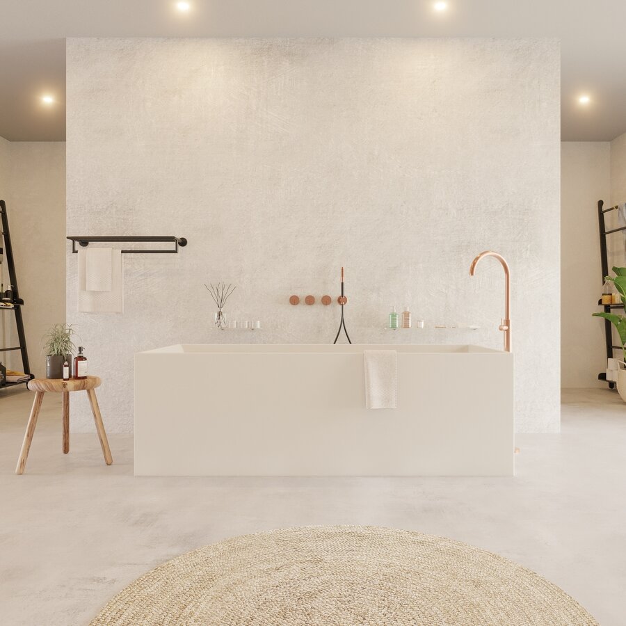 Ligbad Vrijstaand Ideavit Solidstar 170x72x55 cm Solid Surface Mat Wit