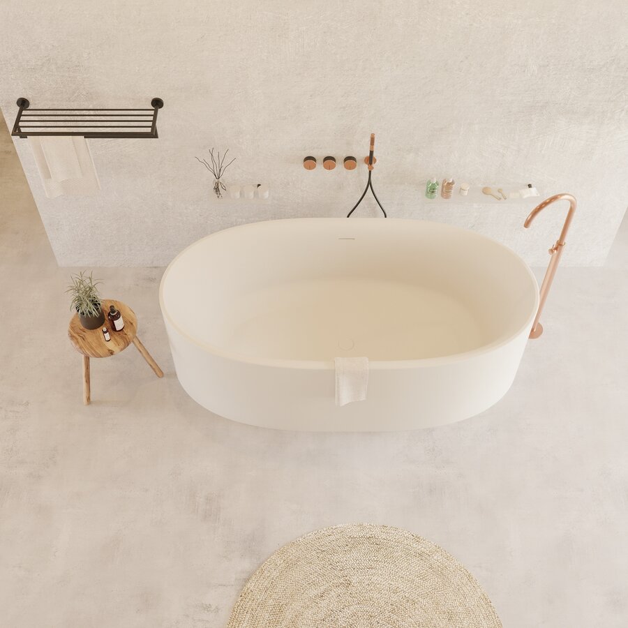 Ligbad Vrijstaand Ideavit Colidcliff 175x88x56 cm Solid Surface Mat Wit