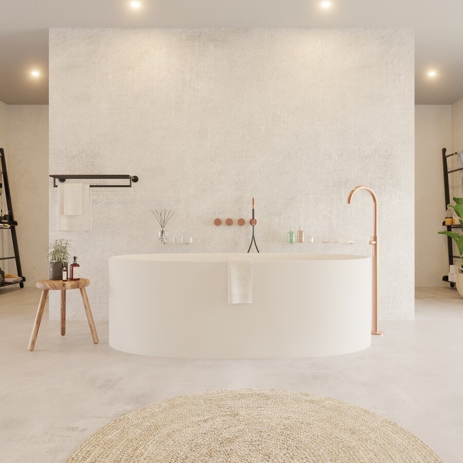 Ligbad Vrijstaand Ideavit Colidcliff 175x88x56 cm Solid Surface Mat Wit