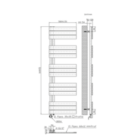 Elektrische Handdoekradiator BWS Russ Links aansluiting 755W 160x50 cm Mat Zwart