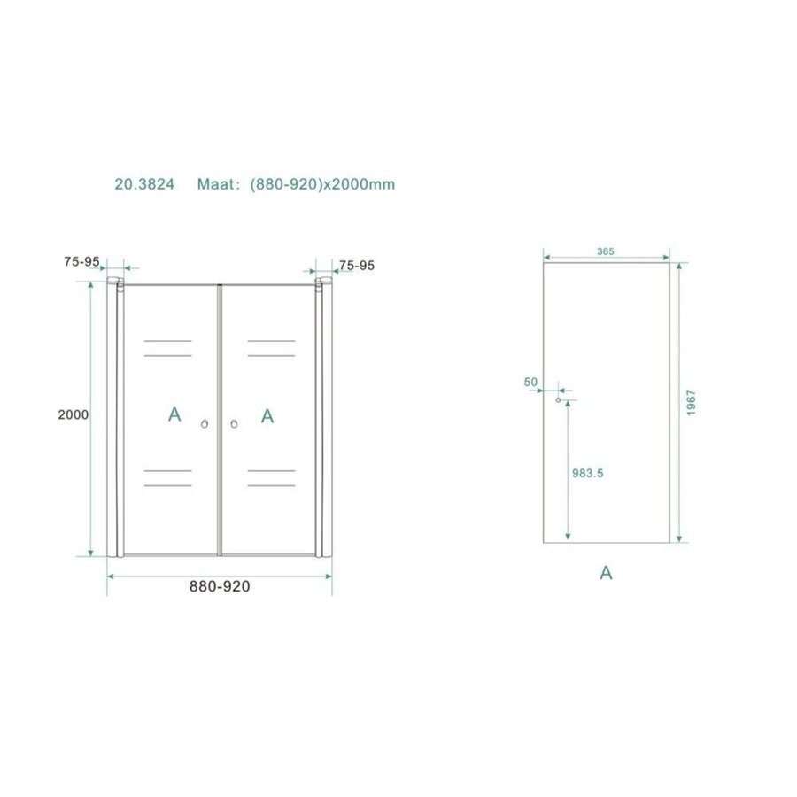 Dubbele Pendel-Nisdeur 6 Mm Nano Glas (ALLE MATEN)
