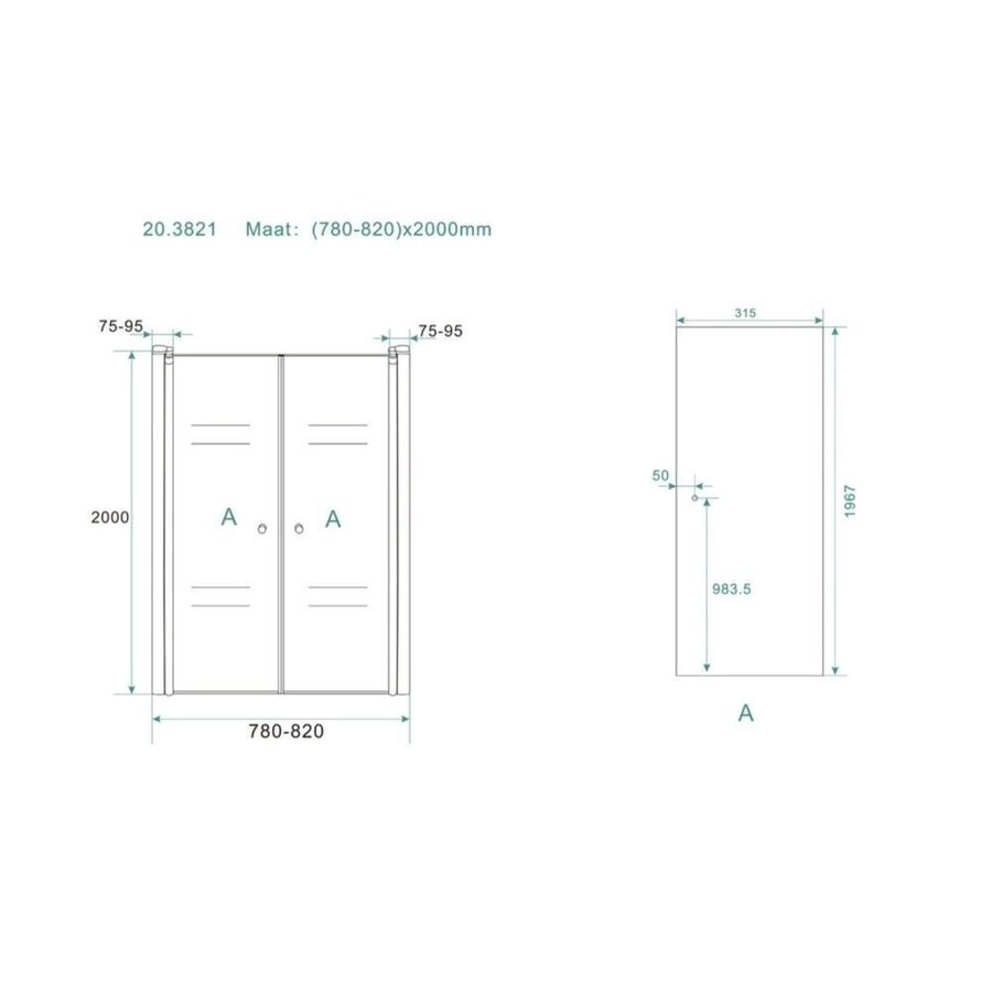 Dubbele Pendel-Nisdeur 6 Mm Nano Glas (ALLE MATEN)
