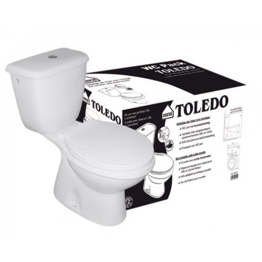 Compleet Toledo duoblok staande toilet van keramiek