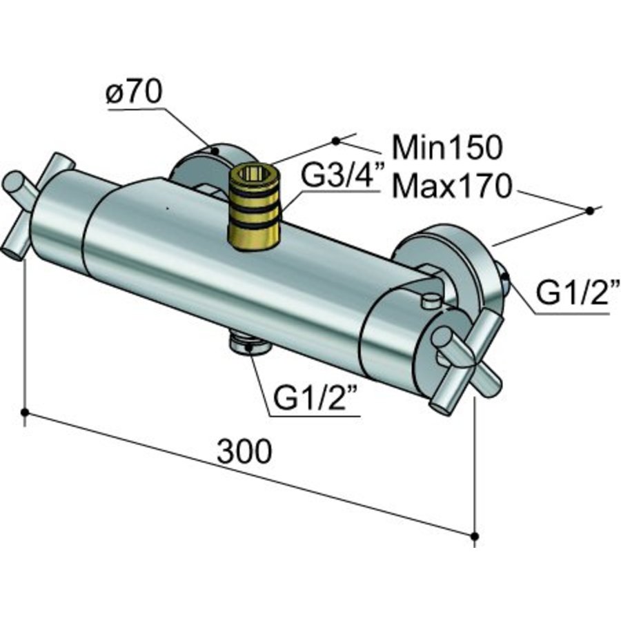 Chap Douchethermostaat Met 2-Weg Stop Omstel 016