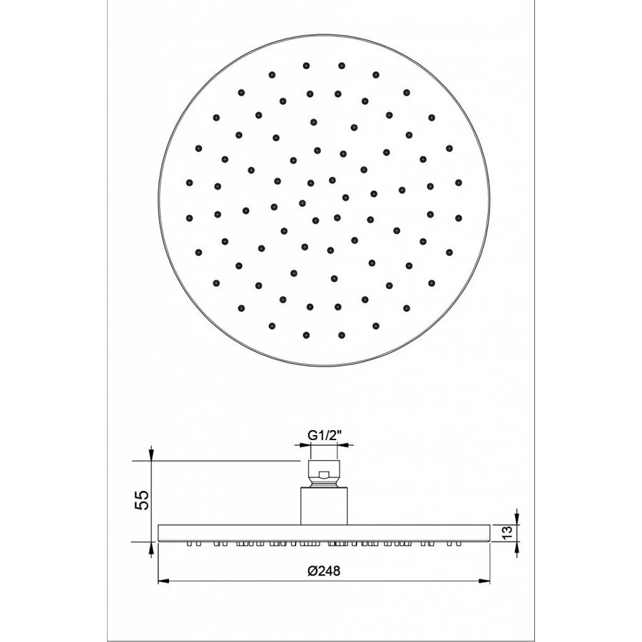 Mate Hoofddouche Rond 25 Cm M105