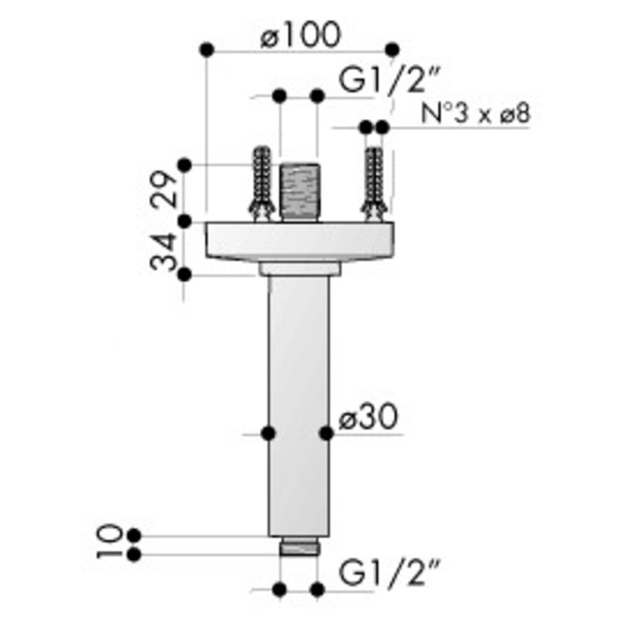 Mate Plafondbuis Rond Verzwaard 15, 30 Cm