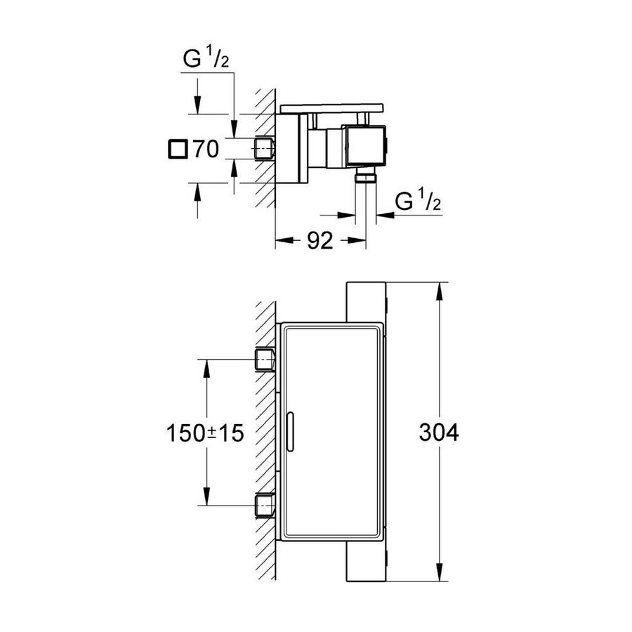 Cube Douchekraan Thermostatisch Met Koppelingen Met Tray Chroom