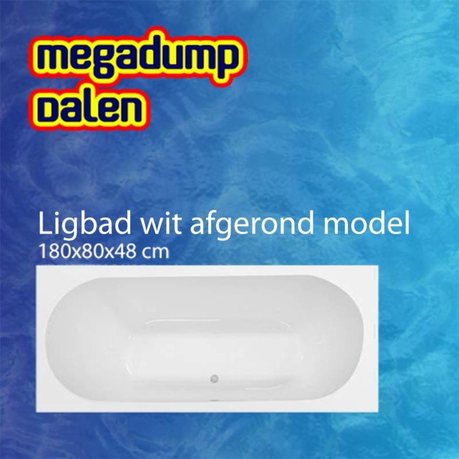 Ligbad 180x80x48 cm wit afgerond model Aktie