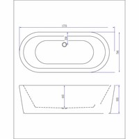 Ligbad Nero Vrijstaand Acryl 178X80 Zwart Wit