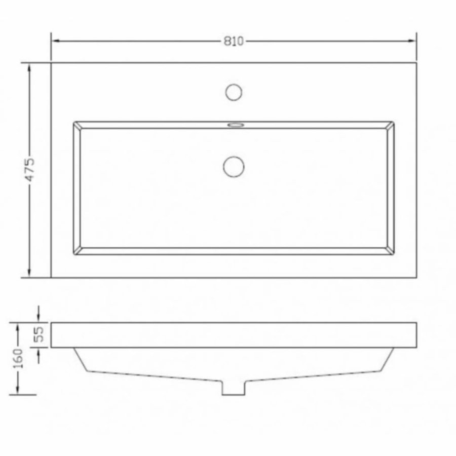 Badkamermeubel Luna 80X47 Met Wastafel Hoogglans Grijs (2 Laden)