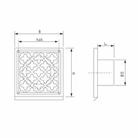 Deurrooster Retro Vierkant Aansluiting 12,5 cm