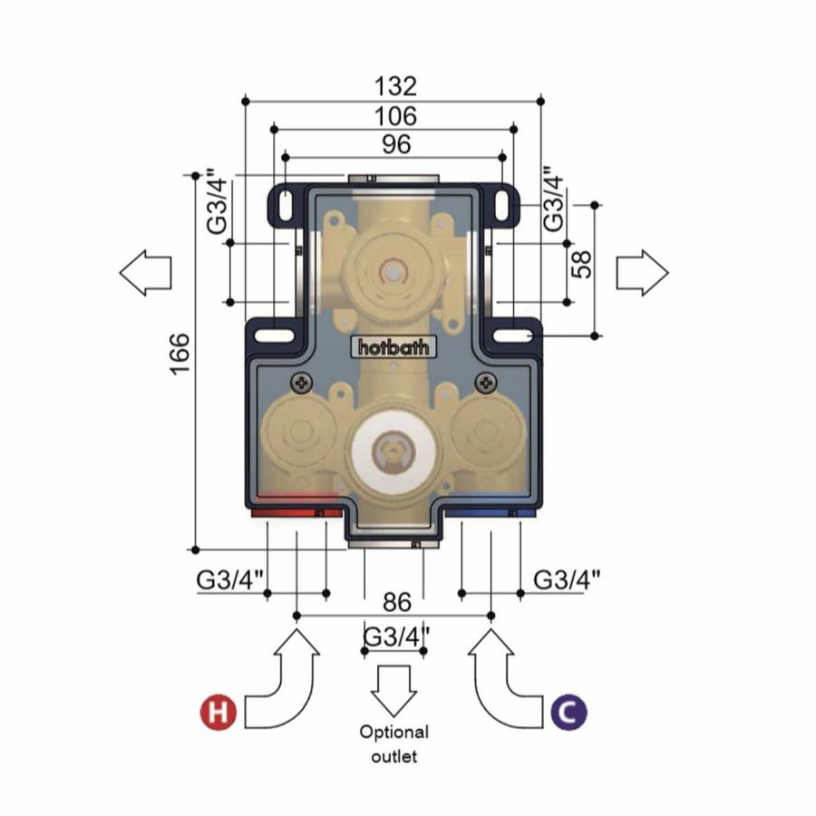 Buddy Inbouw Thermostaat Met 2-Weg Stop-Omstel 009