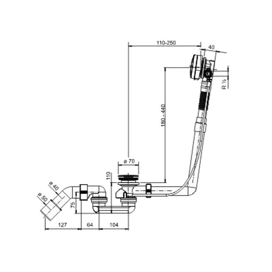 Luxe Badplug-Overloop Combinatie Met Badvulfunctie Chroom