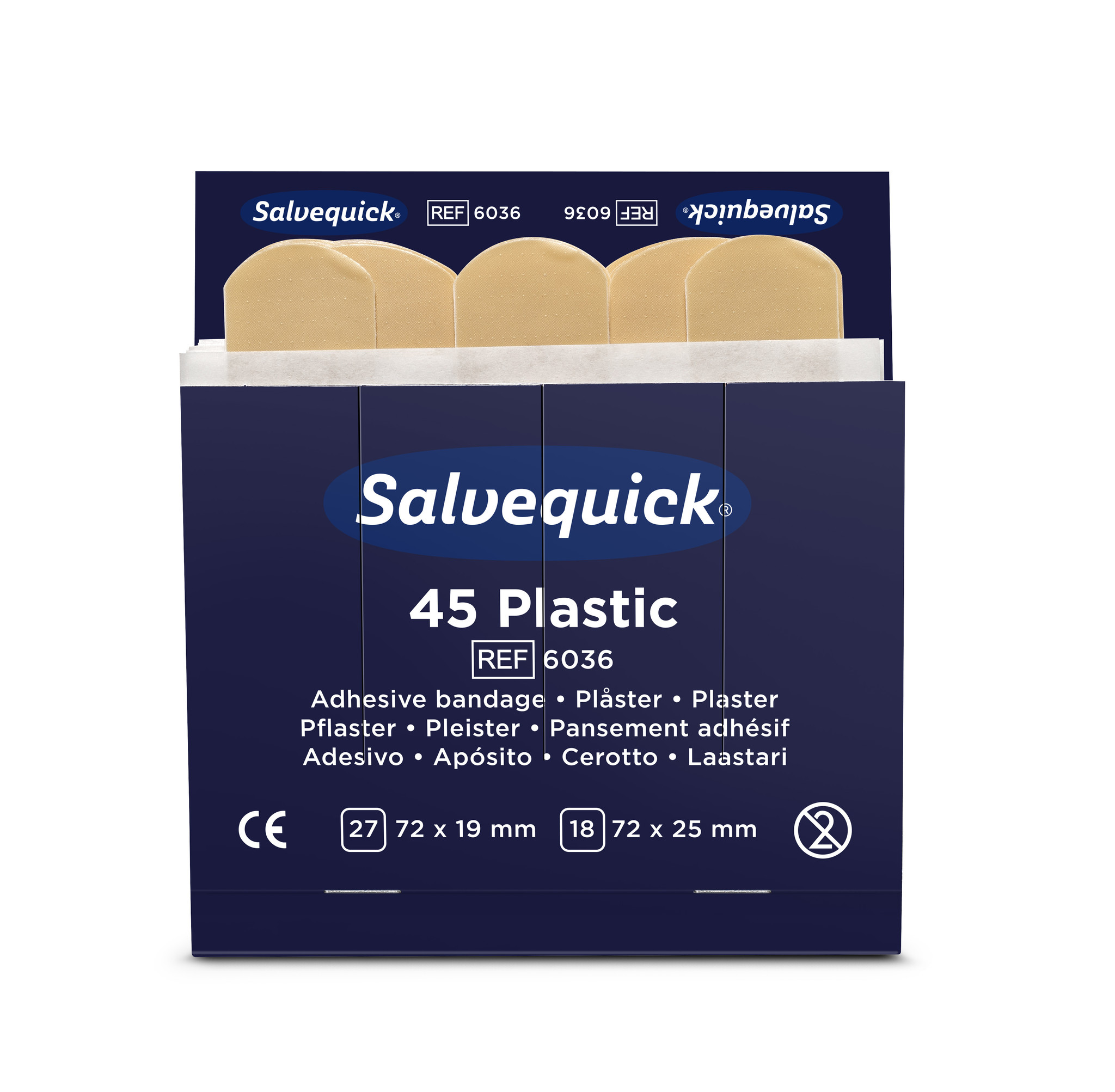 Salvequick 6036 navulling 45 plastic pleisters - 6 stuks