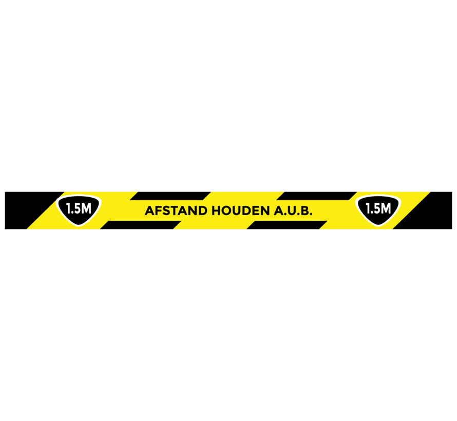 Vloermarkering sticker 1,5 meter afstand houden A.U.B - 75 x 900 mm