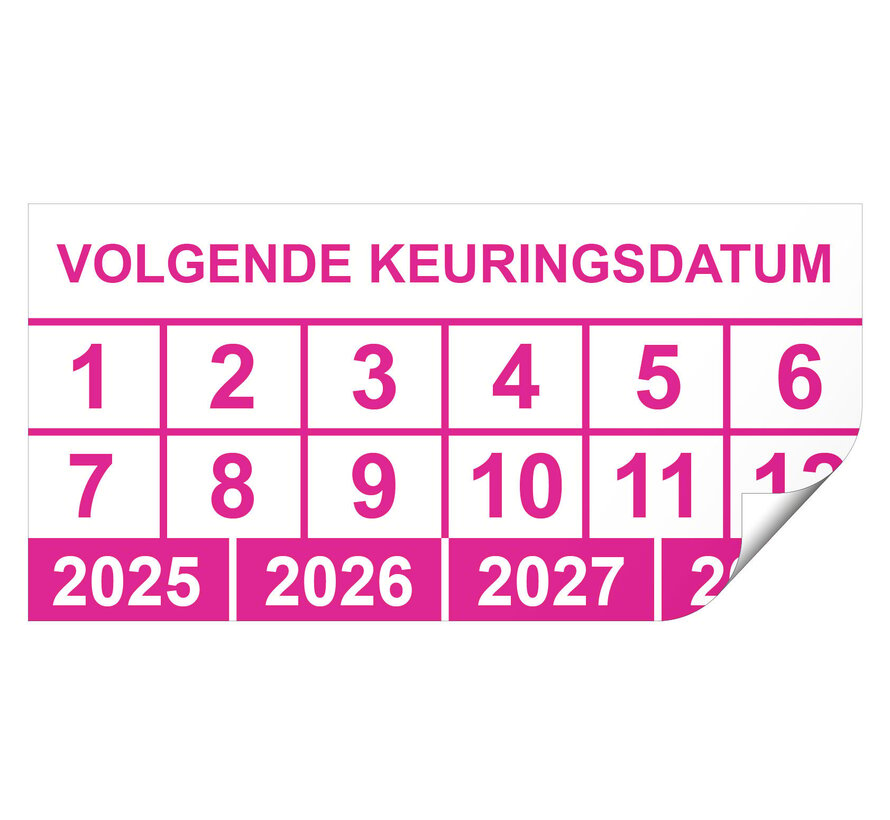 Keuringssticker volgende keuringsdatum rechthoek